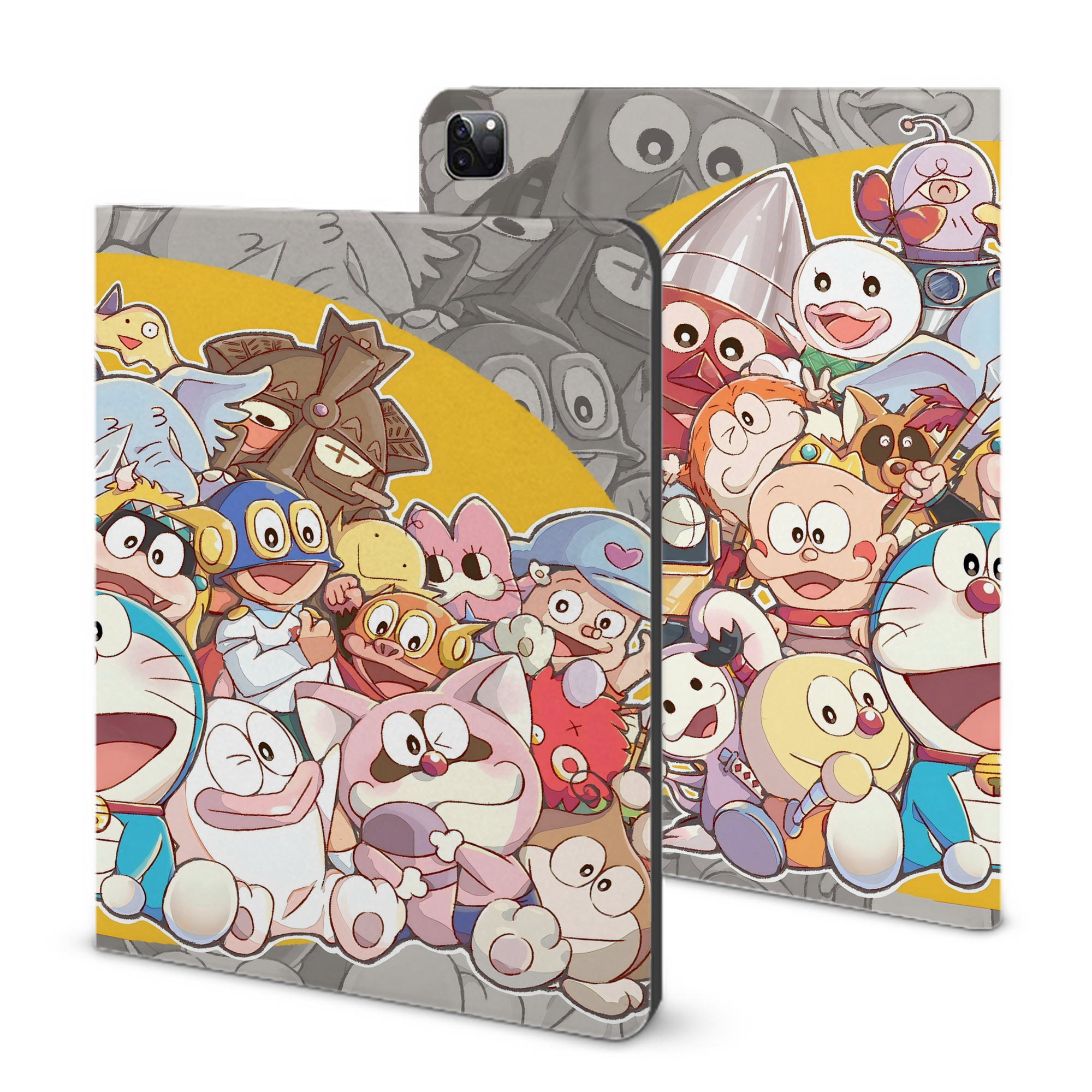 （画像用） ドラえもん Doraemon IPad ケース ブック型 PUレザー TPU 耐衝撃 軽量 薄型 ペン収納なし 全面保護 IPad 各モデル対応